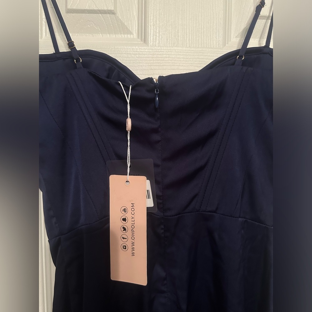 Oh Polly Navy satin corset dress - Picture 8 of 13